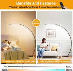 Dimmable LED Ultra Architectural Arc Floor Lamp Remote-4