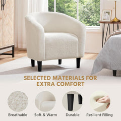 Ivory Barrel Chairs Boucle Living Room Duo Two Piece Set