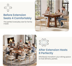 Chestnut Expandable Round Dining Table With Storage-4