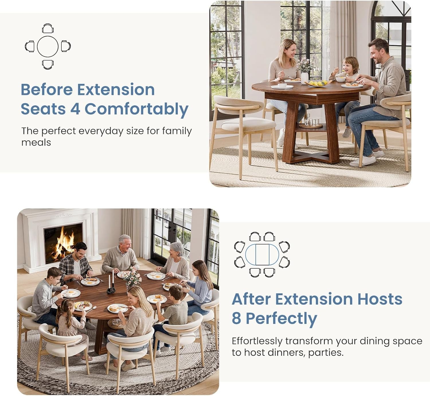 Chestnut Expandable Round Dining Table With Storage-4