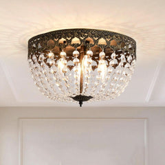 Bronze Crystal 15 Inch Four Light Flush Mount Ceiling Light-1