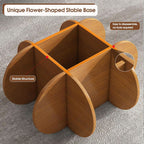 Contemporary Circular Glass Coffee Table Wooden Legs-1