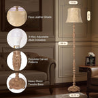 Sixty Six Inch Intricately Resin Carved Floor Lamp Brown Finish-3