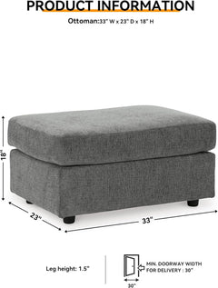 Stairatt Rectangular Gray Upholstered Ottoman Cushioned-2