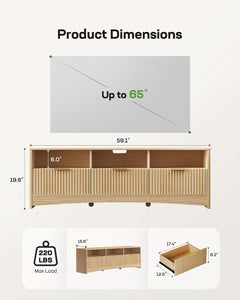 59-Inch TV Stand For 65-Inch Televisions Natural Oak Finish-1