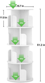 Rotating Corner Bookshelf 360 Degree White Storage-2