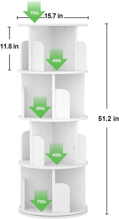 Rotating Corner Bookshelf 360 Degree White Storage-2