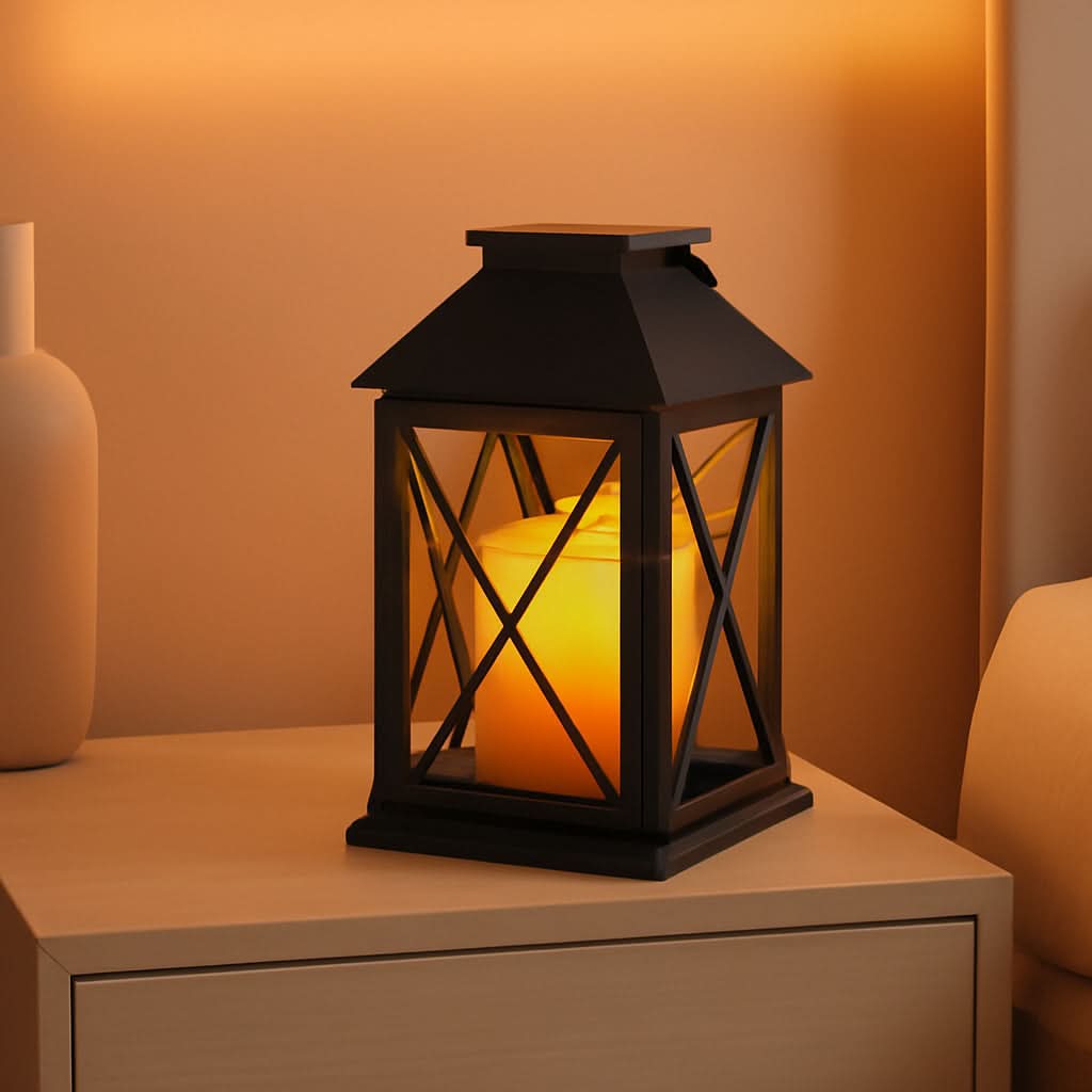 Black Dimmable Candle Warmer Lantern Featuring Timer