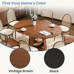 Chestnut Expandable Round Dining Table With Storage-3
