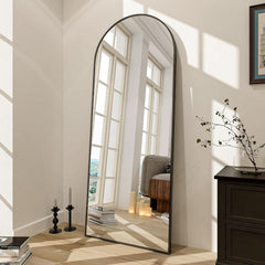 65x24Inch ExtraLarge Length Arched Floor Mirror Black-1