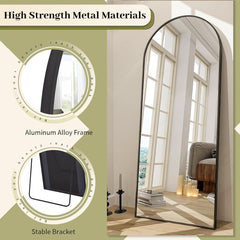 65x24Inch ExtraLarge Length Arched Floor Mirror Black-2