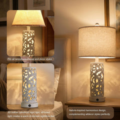 22 Inch Farmhouse Bedside Lamps with USB Night Light Set of 2-4