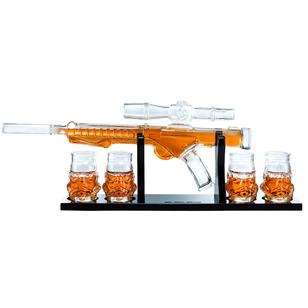 Blaster Force Gun Whiskey & Wine Decanter Set Glasses-0