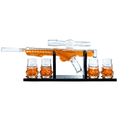 Blaster Force Gun Whiskey & Wine Decanter Set Glasses-0