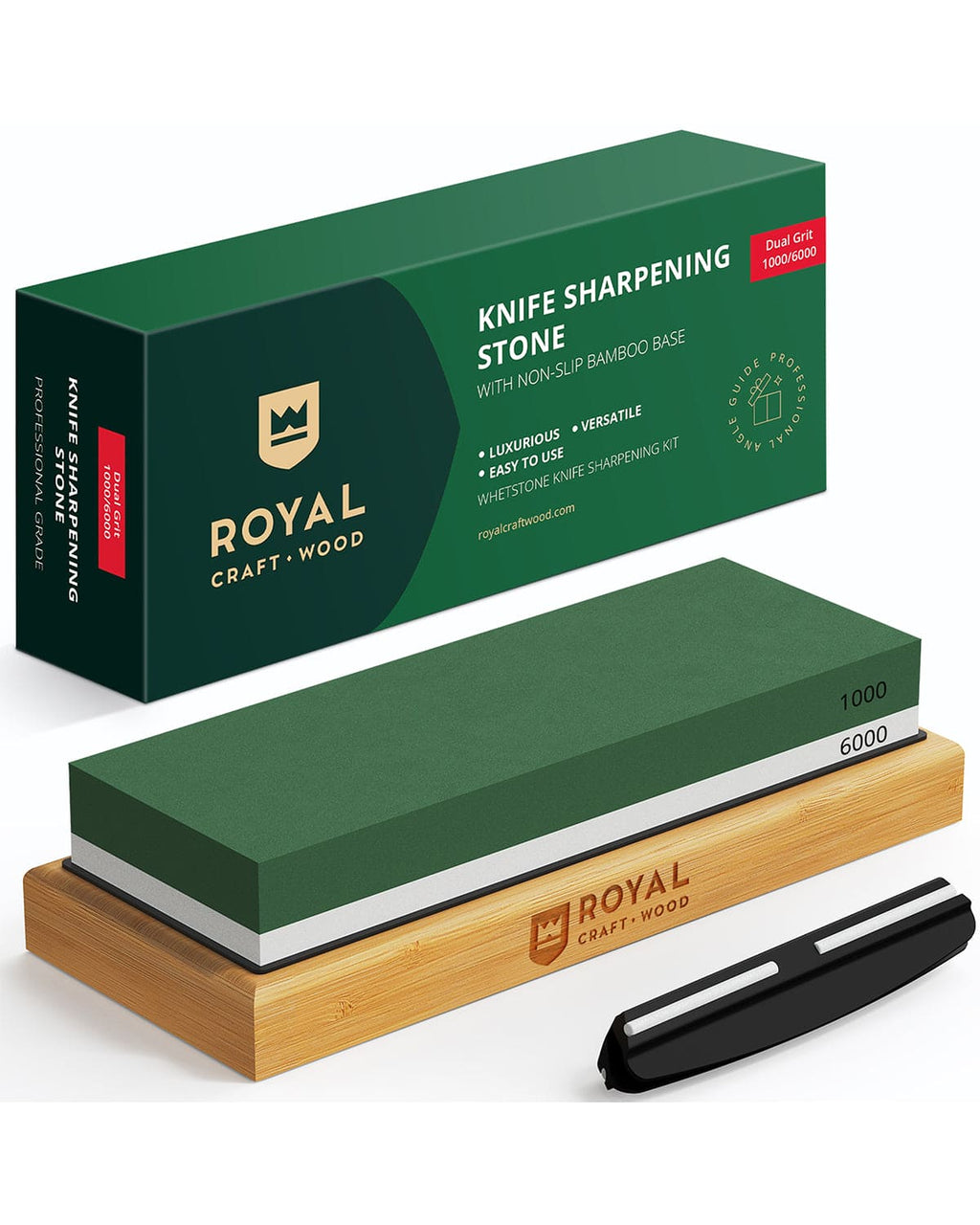 Whetstone Knife Sharpening Kit, White/Green-0