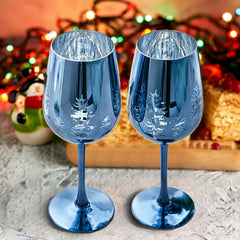 Crystal Christmas Tree Stemmed Wine & Water Glasses - Set of 2-1