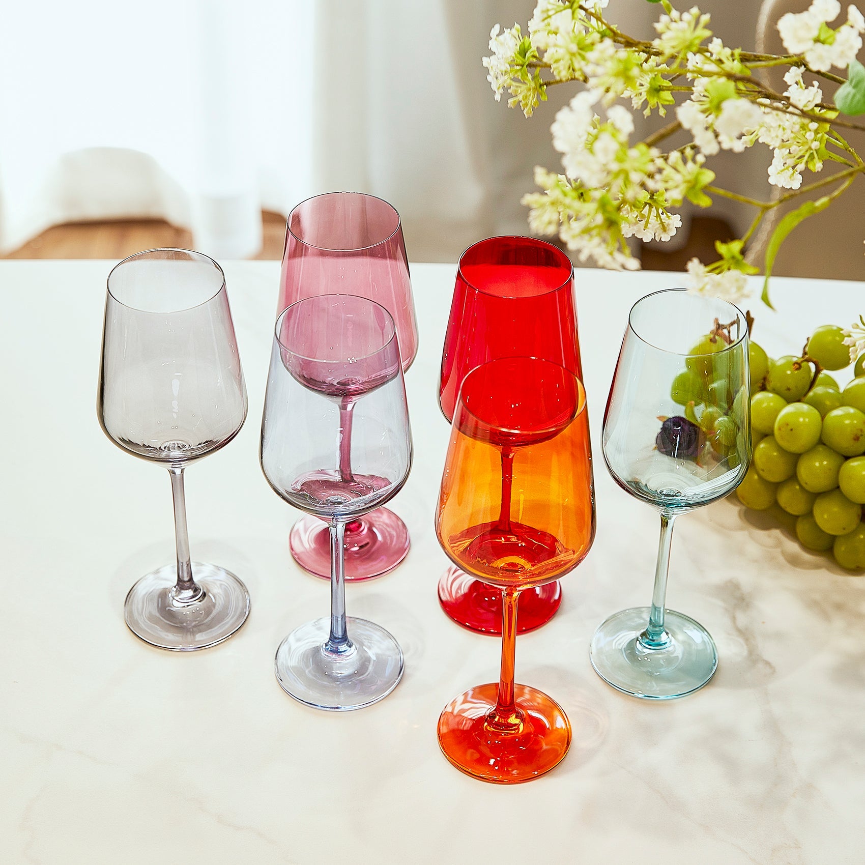 Colored Wine Glass Set, Large 12 oz Glasses Set of 6-1