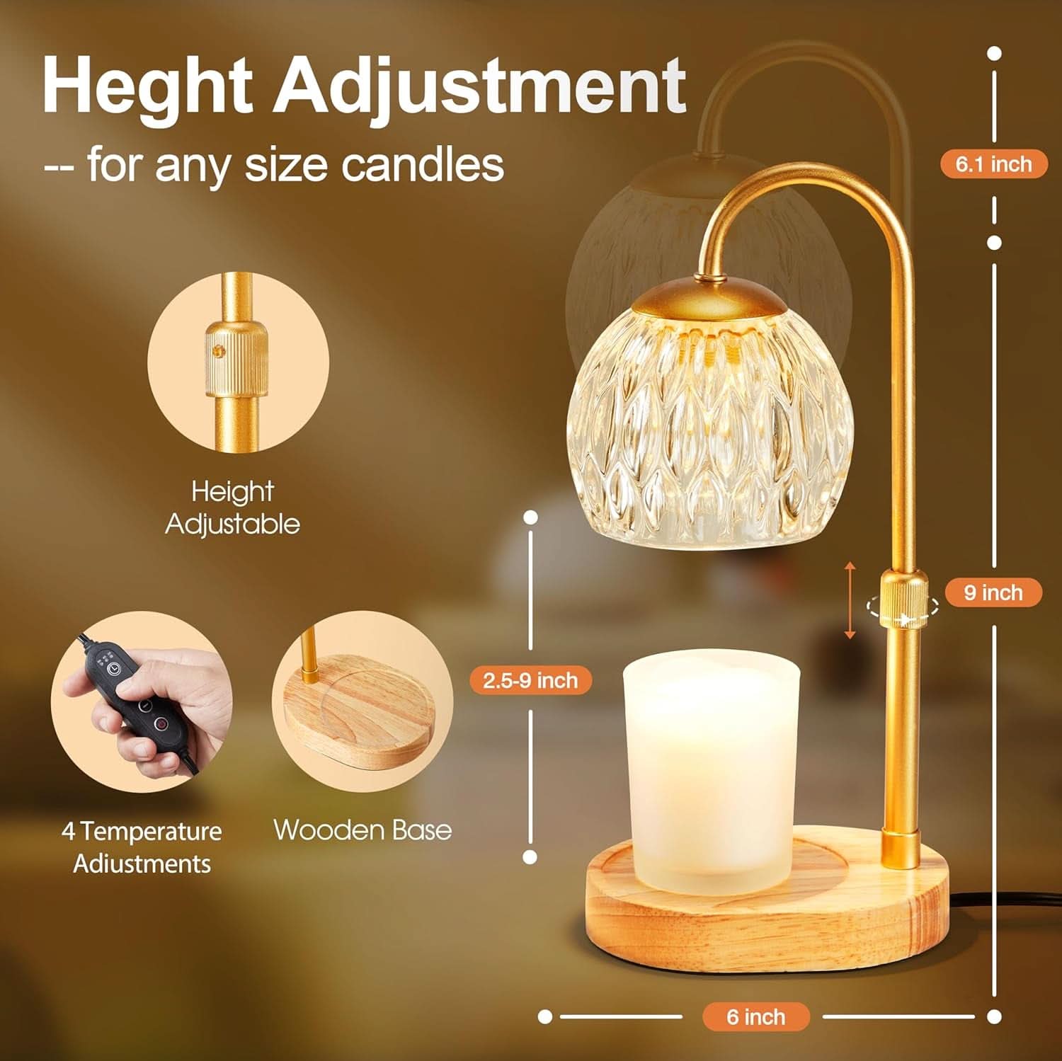Goldtone Candle Warmer Lamp With Programmable Timer-1