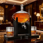 Football Decanter with 2 Whiskey & Wine Glasses & Chillers-3