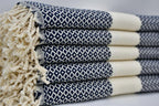 SMALL DIAMOND BLACK TURKISH BATH & HAND TOWEL SET-2