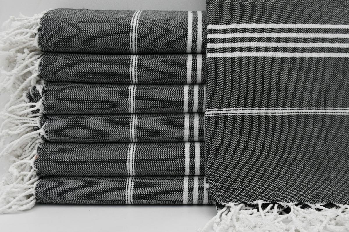 Black Monaco Turkish Towel – Lightweight Quick Dry Beach & Bath Towel, Luxury Turkish Cotton Spa Towel, Travel & Pool Towel-0