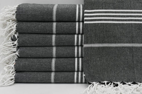 Black Monaco Turkish Towel – Lightweight Quick Dry Beach & Bath Towel, Luxury Turkish Cotton Spa Towel, Travel & Pool Towel-0
