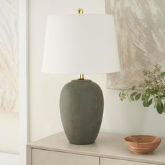 Olive Green Enamelled Ceramic Midcentury Table Lamp-0