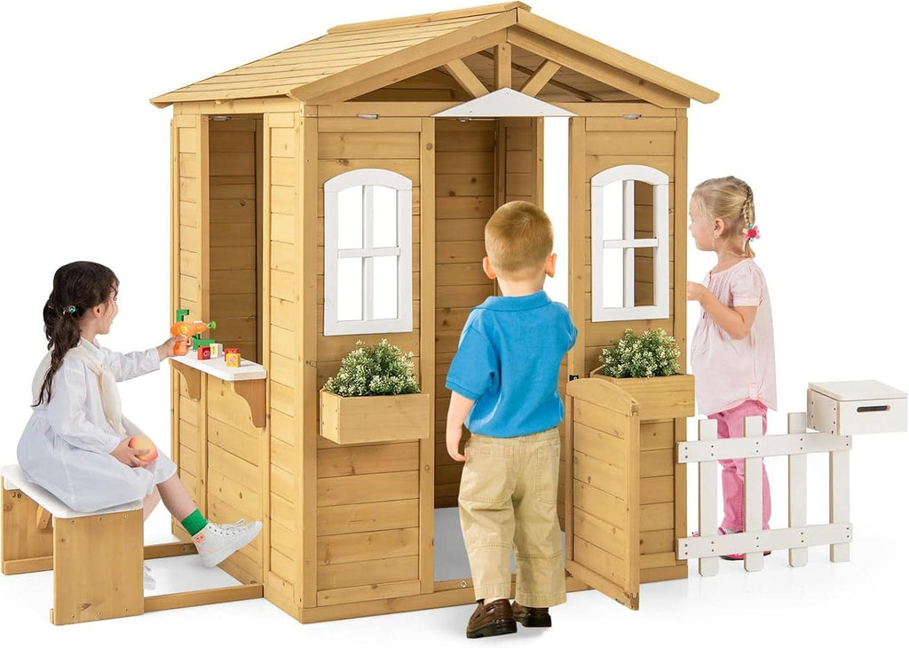 Premium Engineered Firwood Outdoor Playhouse With Mail box-0