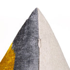 Luxury Handmade Velvet Throw Pillow - 16x24 Inches, Naturally Vegetable-Dyed, Premium Down Feather Insert - Modern Geometric Yellow, Black & Gray Decor Accent