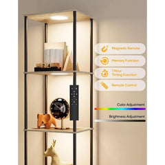 Display Shelf Floor Lamp With RGBW Light Gray Five Tier-0
