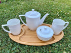 Bamboo 3 Section Platter 18" inch X 10" inch |For Appetizers / Barbecue / Burger Sliders