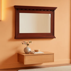 Seville 62x35.5 Inch Walnut Wall Mirror with Shelf-0