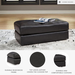 Contemporary Black Cushioned Rectangular Ottoman Finish-3
