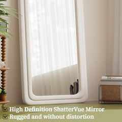 63 By 24 Inch Arched Full Length Freestanding Floor Mirror White-0