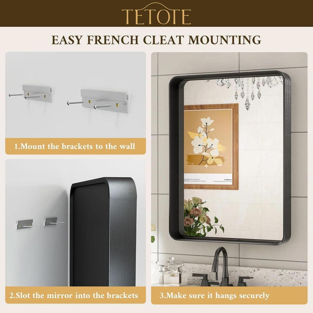 40 By 30 Inch Brushed Brass Bathroom Mirror Wall Mounted-4