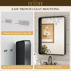 40 By 30 Inch Brushed Brass Bathroom Mirror Wall Mounted-4
