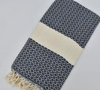 SMALL DIAMOND BLACK TURKISH BATH & HAND TOWEL SET-4