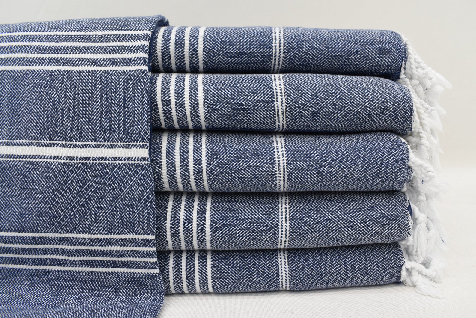 Navy Monaco Turkish Towel – Lightweight Quick Dry Beach & Bath Towel, Luxury Turkish Cotton Spa Towel, Travel & Pool Towel-3