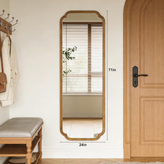 Hand crafted Rustic Wood Wall Mirror Natural 71x24-2