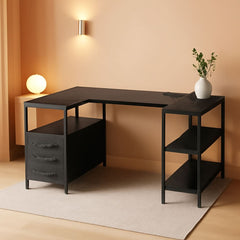 L Shaped Desk 47 Inch With Power Outlets And Ample Storage-0