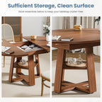 Chestnut Expandable Round Dining Table With Storage-2