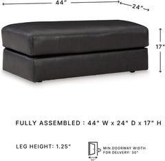 Contemporary Black Cushioned Rectangular Ottoman Finish-2