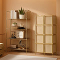 No Assembly Foldable Bookshelf 4 Tier Gold Bookcase-4