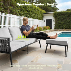 Outdoor Patio Furniture Set with Swivel Chair and Table-3