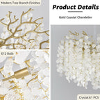 Gilded Capiz Shell Chandelier Crystalline Tree Branch-4