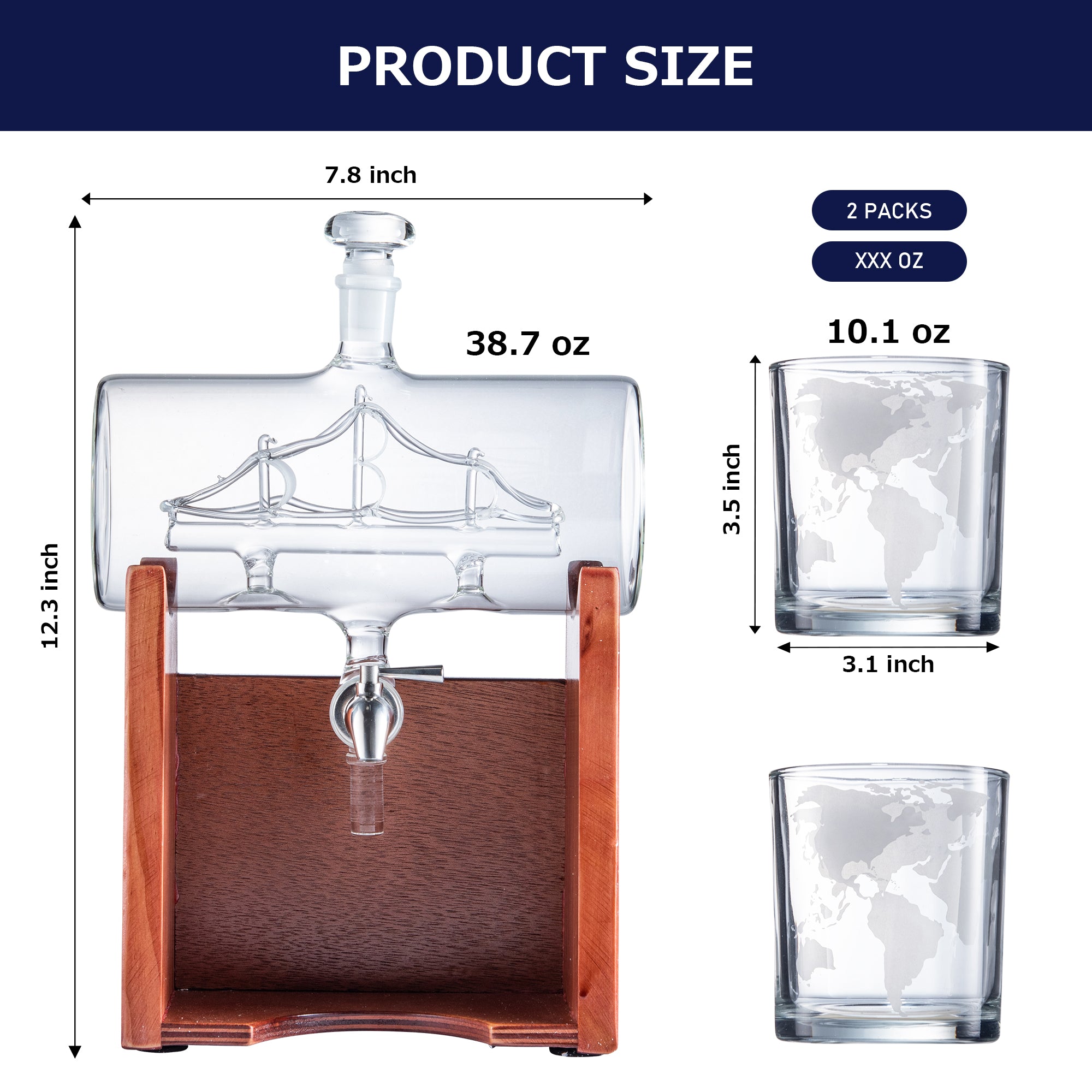 Whiskey & Wine Decanter Set 1250ml-2