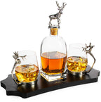 Stag Antler Decanter Set with 2 Stag Glasses - 750ml-0