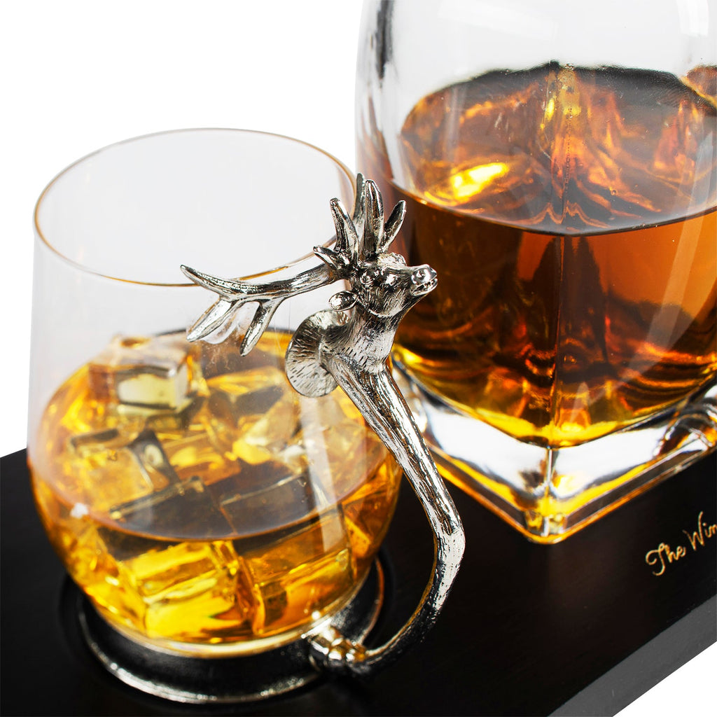 Stag Antler Decanter Set with 2 Stag Glasses - 750ml-4