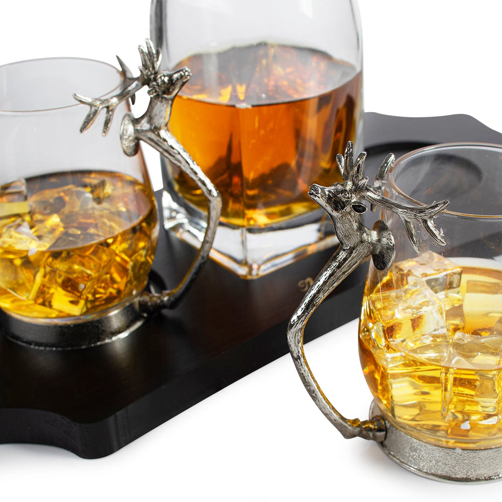Stag Antler Decanter Set with 2 Stag Glasses - 750ml-2