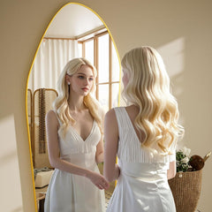 Oversized 76x34 Full Length Floor Mirror Goldtone Finish-3